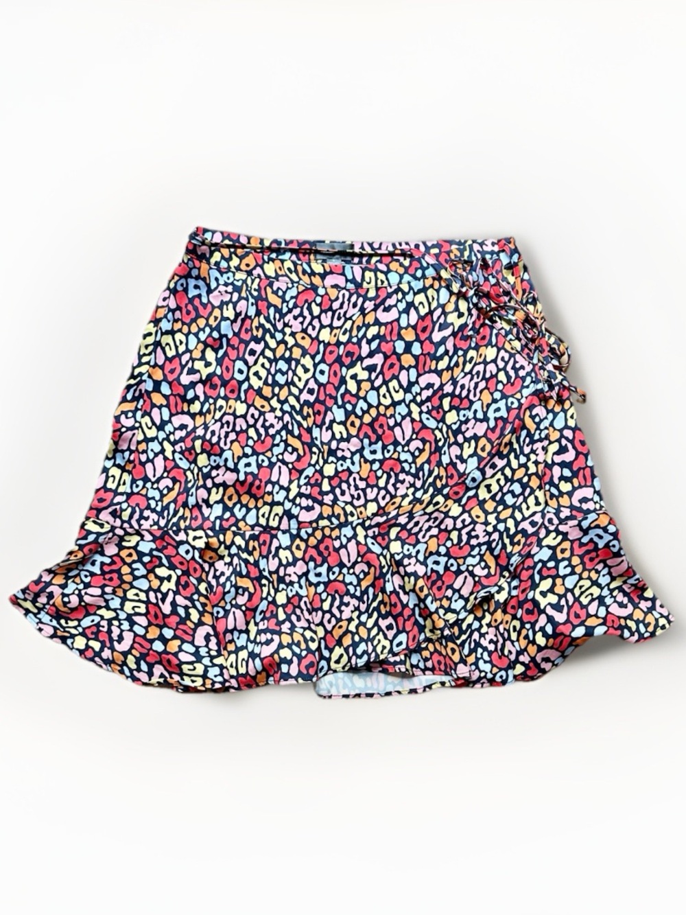 Summersalt M Beach To Brunch Wrap Swimsuit Skirt Coverup Cheetah Ruffle Silky